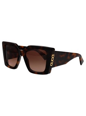 GUCCI 女士眼镜 GG2039S002 SS2026 棕色几何框 古驰太阳镜配饰