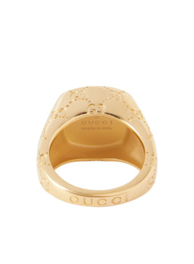 GUCCI 男士戒指 863769I46000912 SS2026 金色 GG图案印章戒指