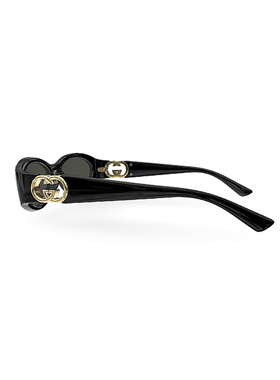 GUCCI 女士眼镜 GG1660S001 SS2025 黑色 椭圆形太阳镜古驰
