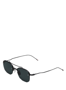 THOM BROWNE 男士眼镜 UES960A005 SS2026 绿色 半框飞行员太阳镜