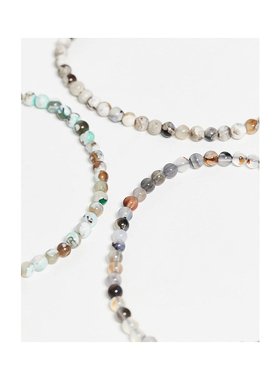 1h可退 潮奢 ASOS 男士 puller 设计珠饰多手镯(三件套)手链串珠