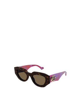 GUCCI 女士眼镜 GG1421S011 SS2026 花色几何框 古驰太阳镜配饰