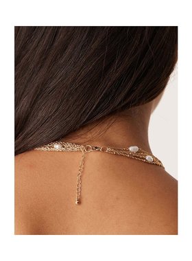 1h可退 潮奢 ASOS 女士 chains 设计多排人造珍珠色调短项链(金色