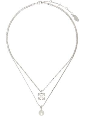 off-white 男士 Arrow Faux-Pearl Double 项链 OMOB166S26MET001