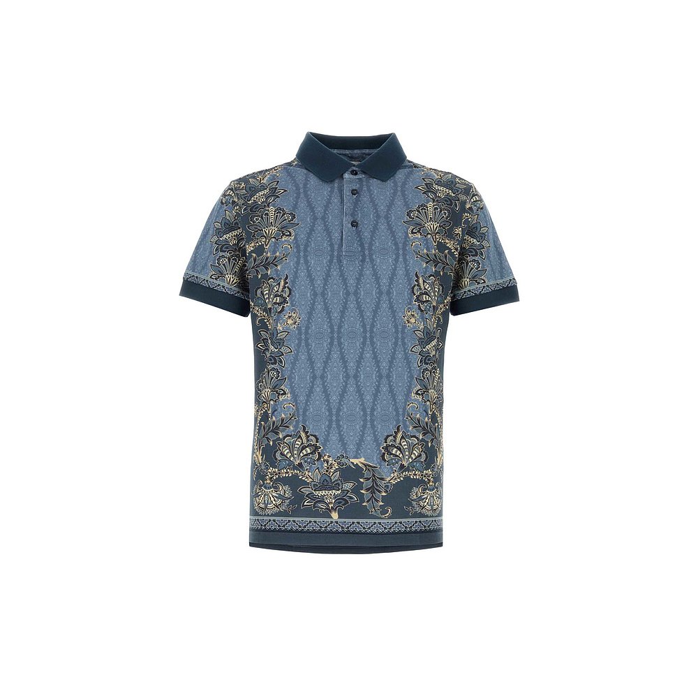 1h可退 ETRO 男士T恤 MRMD0004AK568X0883 SS2025 蓝色 短袖Polo - 图1