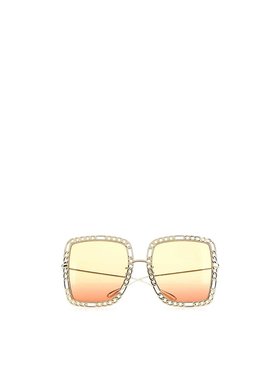 GUCCI 女士眼镜 681152I33308070 CO 黄色 Gold metal sunglasses