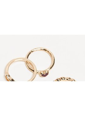 1h可退 潮奢 ASOS 女士 设计心形色调戒指(4件套)(金色)配饰