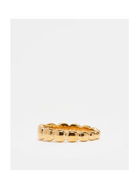 1h可退 潮奢 ASOS 男士 puff 设计防水不锈钢戒指(金色)