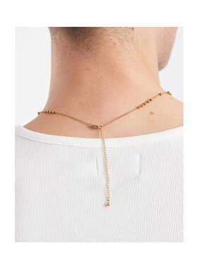 1h可退 潮奢 ASOS 男士 设计防水不锈钢串珠项链(金色)