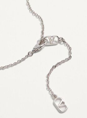 VALENTINO 女士项链 WJ0AQ2QEUDFH SS2025 银色 水晶徽标吊坠项链