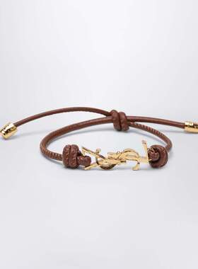 1h可退 潮奢 Saint Laurent 圣罗兰 女士 CASSANDRE 皮革绳子手链