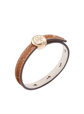 TORY BURCH 女士手链手镯 181796200 AW2026 棕色 ICON 皮革手镯