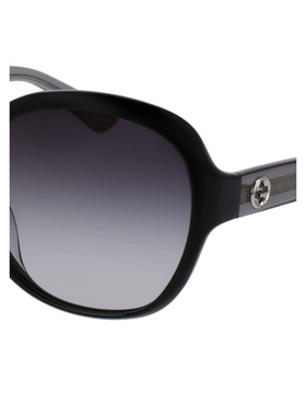 1h可退 GUCCI 女士眼镜 GG0080S002 AW2022 黑色 徽标太阳镜