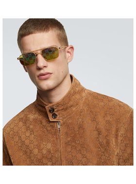 1h可退 潮奢 Gucci 古驰 男士 GG 矩形太阳眼镜 green绿色 舒适时