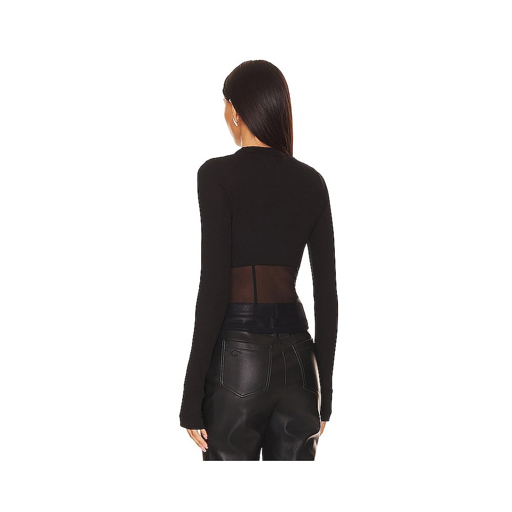 1h可退 潮奢 Michael Lauren 女士 Danton 罗纹网纱束腰上衣 ML69 - 图1