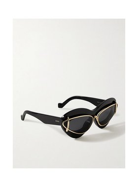 1h可退 潮奢 LOEWE 罗意威 女士 Double-frame 猫眼镀金醋纤太阳