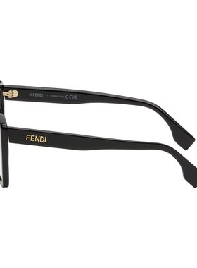 1h可退 潮奢 Fendi 芬迪 女士 黑色 Lettering Rectangle 眼镜 FE