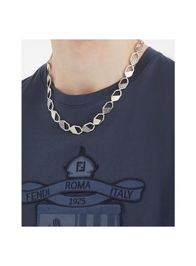 FENDI 男士项链 7AJ937B09F0VD1 SS2025 银色 六角形链式项链吊坠