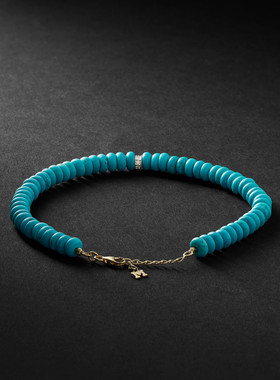 潮奢 Tom Ford 汤姆 福特 男士 金,蓝绿色钻石珠饰手链