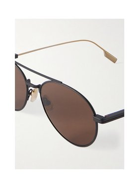 1h可退 潮奢 zegna 杰尼亚 男士 Two-Tone 飞行员钛合金太阳眼镜