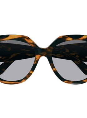 1h可退 GUCCI 女士眼镜 GG1407S002 SS2025 灰色 几何框太阳镜