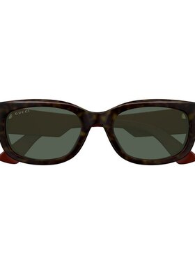 1h可退 GUCCI 女士眼镜 GG1667SK002 SS2025 绿色 椭圆形镜框太阳