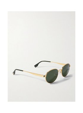 1h可退 潮奢 Fendi 芬迪 女士 天蓝色圆框镀金太阳眼镜 FE40180U3