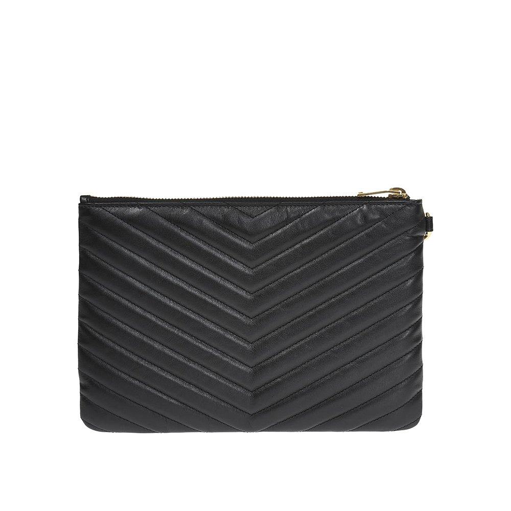 香港直邮圣罗兰女士牛皮黑色手拿包 天猫国际香港直购女士包袋