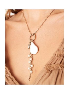 1h可退 潮奢 ASOS 女士 drops 设计多吊饰色调项链(金色)珍珠吊坠