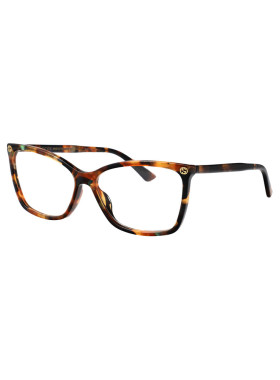 GUCCI 女士眼镜 GG0025O014 SS2026 黑色 几何框平光镜