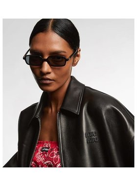 1h可退 潮奢 Miu Miu 缪缪 女士 矩形太阳眼镜 black黑色 舒适时