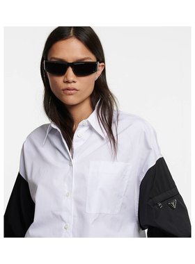 1h可退 潮奢 Prada 普拉达 女士 方框太阳眼镜 black黑色 舒适时