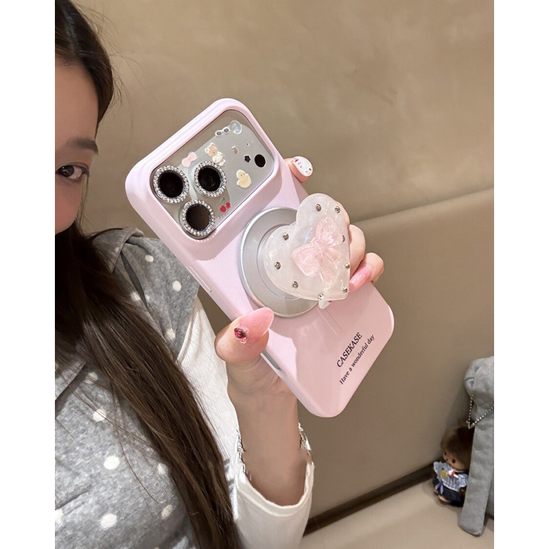 欧略 韩风ins简约立体蝴蝶结爱心磁吸支架适用苹果17promax手机壳iPhone16pro女新款17超好看15pro防摔保护套,淘宝优惠券,粉丝福利购,淘宝优惠卷