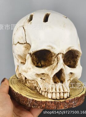 新品万圣节骷髅头刀架刀叉座树脂摆件节日恐怖氛围装饰品现货