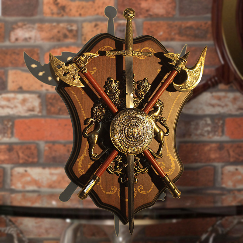 中世纪壁饰墙饰盾牌配剑墙壁盔甲咖啡厅墙面装饰品ktv酒吧壁挂