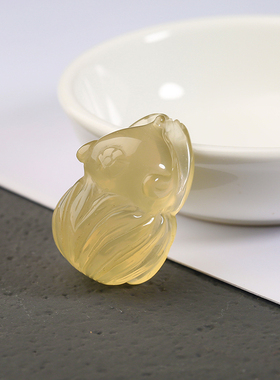 追梦灵猴献瑞九尾萌狐天然黄水晶