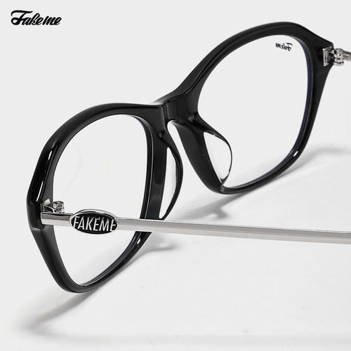 Fakeme 老钱风时尚眼镜框素颜镜方框板材可配近视黑框镜架 cindy - 图3