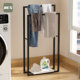 KES high and low double pole floor-standing matte black towel rack