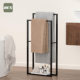 KES high and low double pole floor-standing matte black towel rack