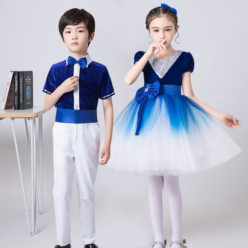 儿童合唱演出服装中小学生诗歌朗诵男女大合唱团舞蹈表演服礼服 - 图3