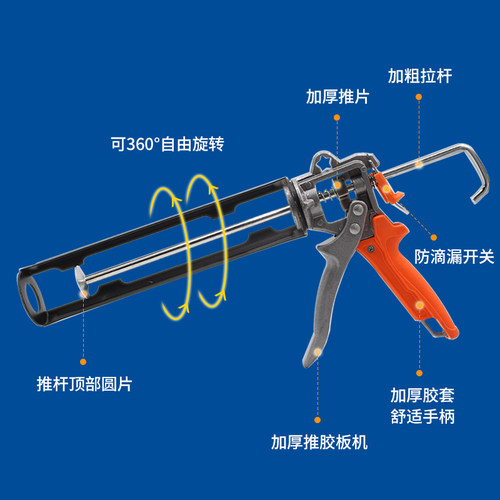 玻璃胶枪省力手动压胶枪家用胶枪圆筒硅胶结构密封软胶打胶枪 - 图2