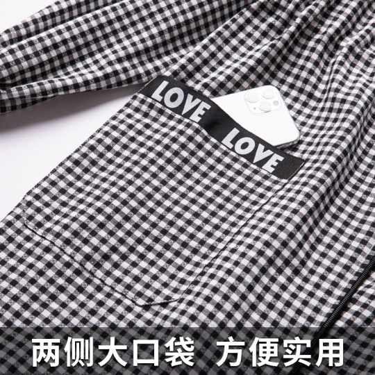 高档加厚棉布长袖围裙家用厨房连帽罩衣做饭女时尚正穿防污工作服