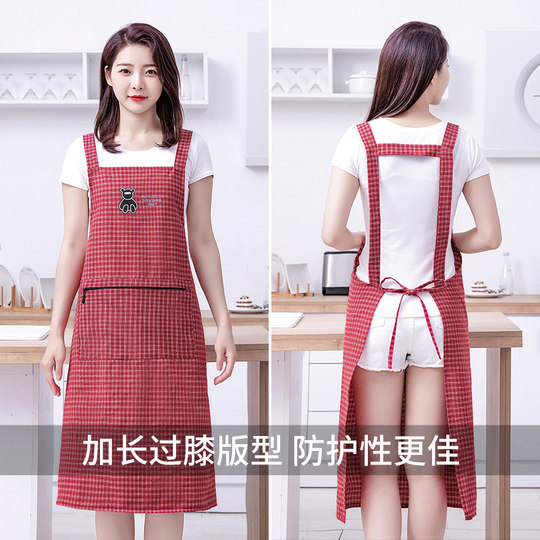 Extended cotton aprons for household kitchen cooking labor plus fat men and women anti-stained and dirty breathable straps working waist