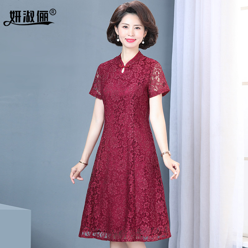 中年妈妈春装连衣裙新款高端平时可穿中式旗袍喜婆婆婚宴礼服裙子