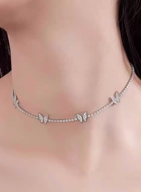 时尚精致甜酷风蝴蝶锁骨链女高级感气质轻奢小众设计项链饰品女