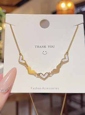 钛钢爱心项链轻奢高级感气质百搭不掉色锁骨链设计感精致颈链配饰