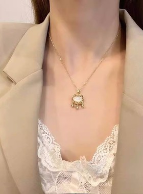 小红书爆款平安锁项链女百搭高级感吊坠2024新款时尚锁骨链饰品潮