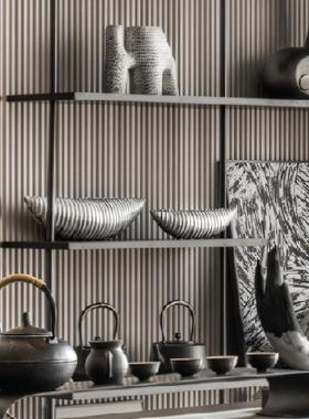 新中式插花水墨树脂花瓶手绘书房玄关花瓶样板房客厅样品屋展示中