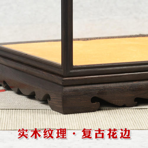 红木雕紫光檀黑檀宝笼底座古玩工艺品玻璃罩子佛像宝笼展示防尘罩 - 图2