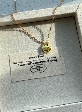 CuteDouu 辣妹狙击 复古简约锆石爱心项链设计感小众辣妹锁骨链女